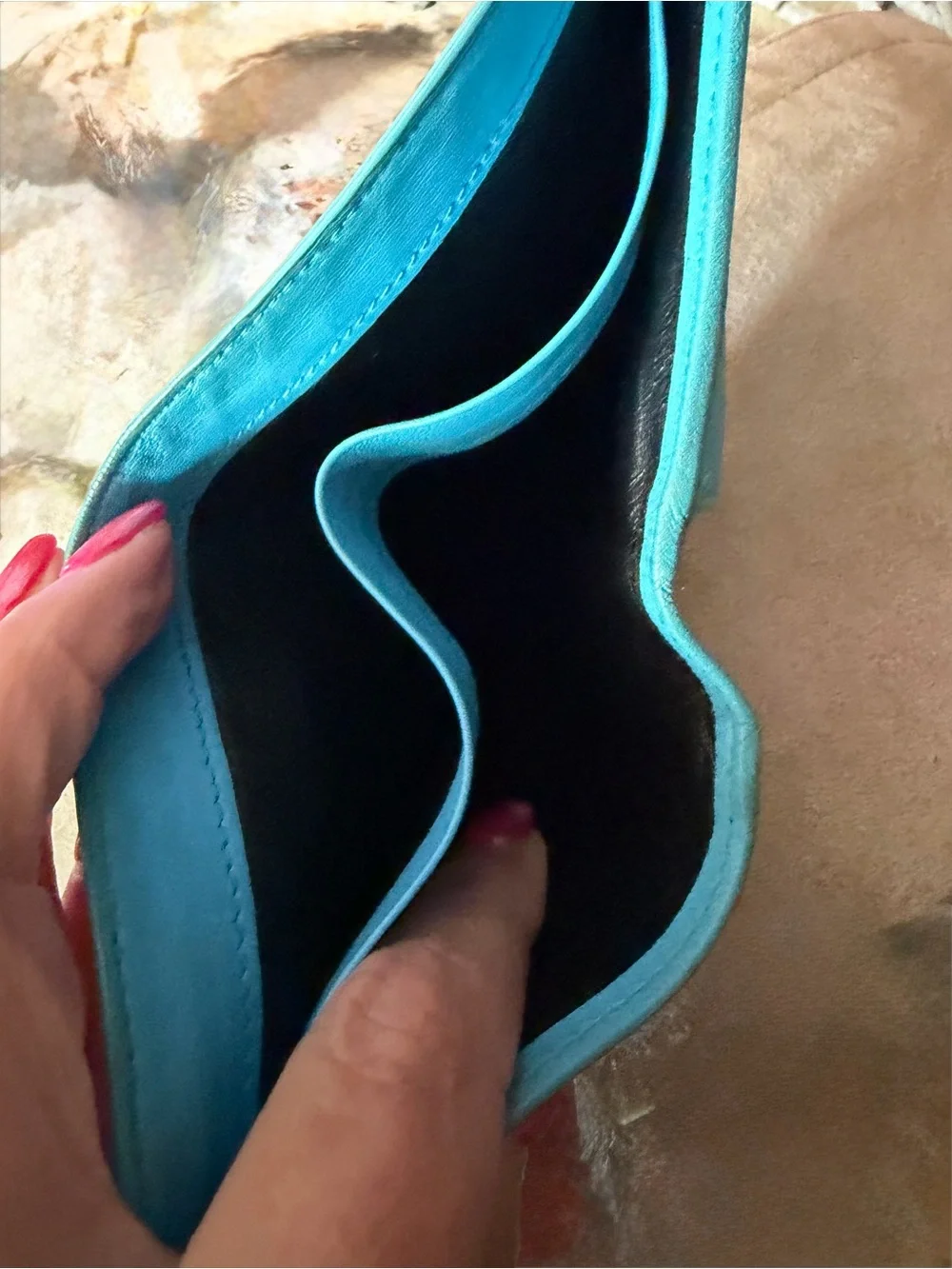 Bottega Veneta Intrecciato Brown & Turquoise Bifold Super Soft Leather Wallet